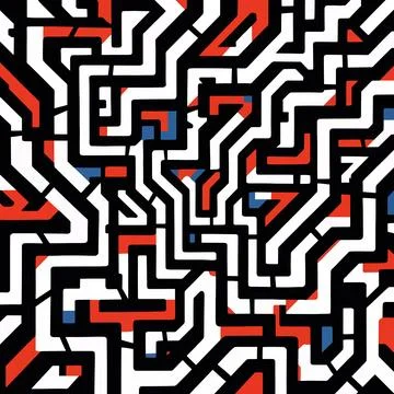 Bold geometric maze of colorful angular paths 스톡 일러스트