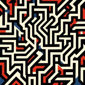 Bold geometric maze of colorful angular paths Stock Illustration