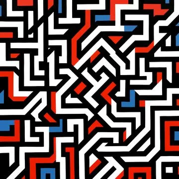 Bold geometric maze of colorful angular paths 스톡 일러스트