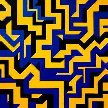 Bold geometric maze of colorful angular paths Ilustração Stock