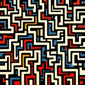 Bold geometric maze of colorful angular paths Ilustração Stock