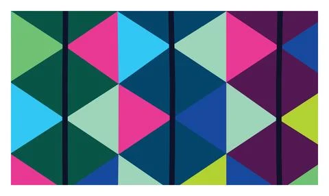 Bold geometric pattern with colorful diamond and triangle shapes in bright .. Illustrazione stock