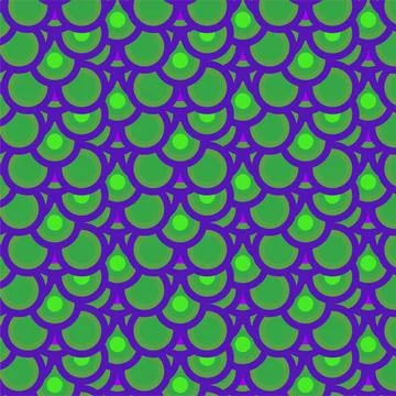 Bold geometric pattern with overlapping green scallops and purple outlines .. Illustrazione stock