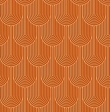 Bold geometric retro pattern in brown and orange, creating a seamless art d.. Illustrazione stock