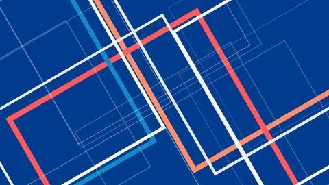 Bold geometric road grid pattern on a deep blue background with crisp white.. Stock-Illustration