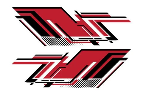 Bold geometric stripes in red black for car decal, vinyl stickers, wrapping Stock Illustration