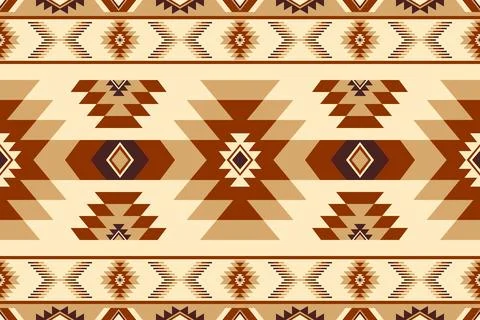 Bold geometric tribal pattern inspired motifs in warm brown and beige tones Illustrazione stock