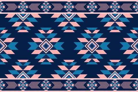 Bold geometric tribal pattern with Native American inspired motifs Stock Illustration