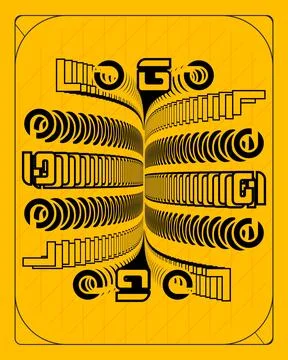 Bold Geometric Type Poster With Hypnotic Swirling Pattern Wall Art Design Stock Illustration