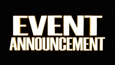 Bold glowing event announcement text on dark background with glossy liquid Video stock 343149657