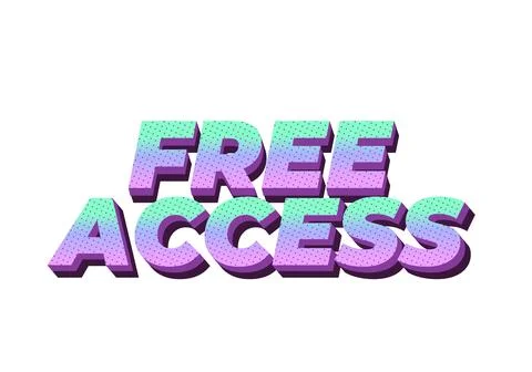 Bold gold 3d lettering reading free access on white background, angled with.. Illustrazione stock