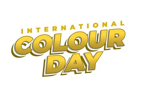 Bold gold 3d text reading international colour day on white background, ret.. Stock Illustration