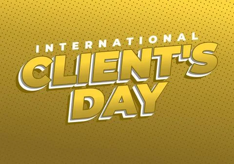 Bold gold comic style lettering reading international clients day on a dott.. Illustrazione stock