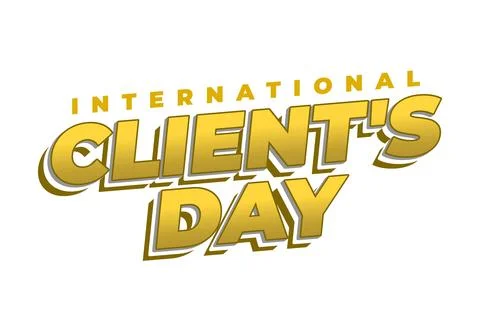 Bold golden 3d text reading international clients day on white background, .. Stock Illustration