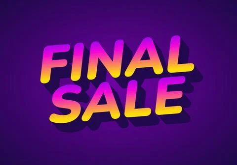 Bold gradient text FINAL SALE on dark purple background, vibrant yellow pin.. Illustrazione stock