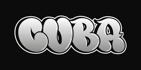 Bold graphic design featuring Cuba in stylized font with a metallic finish .. Stock Illustration