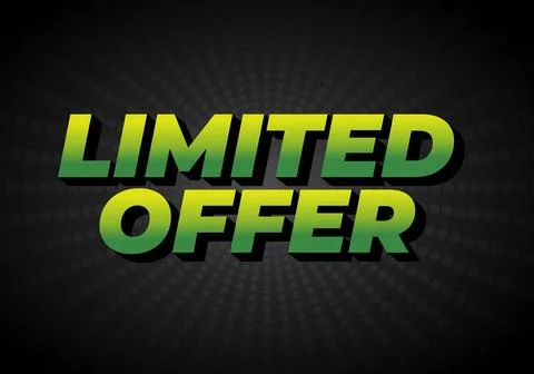 A bold graphic design featuring the text Limited Offer in green and yellow .. Stock Illustration