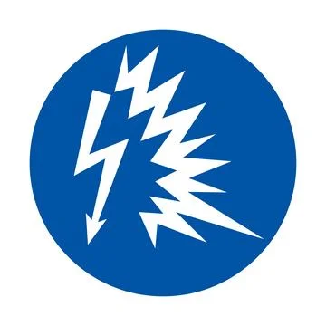 Bold Graphic of Lightning Bolt Icon in Electric Blue Circle Design Stock Illustration