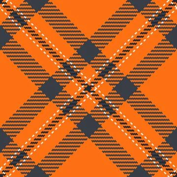 Bold, graphic plaid pattern in orange and dark gray, featuring a jagged woven Stock Illustration