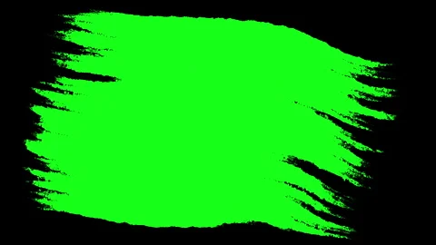 A bold green brush stroke with textured edges on a black background, overlayed Stock Footage 282845685