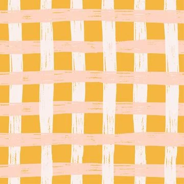 Bold Grid Brush Strokes seamless pattern in summer Amalfi style. Hatching Stock Illustration