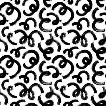 Bold grunge curly lines vector seamless pattern. Stock Illustration
