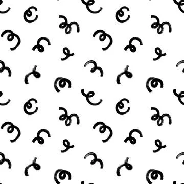 Bold grunge curly lines vector seamless pattern. Stock Illustration