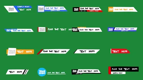 Bold Hand-Drawn Lower Thirds Set Red and Orange 2D Animation on Green Screen Stock Footage 333970485