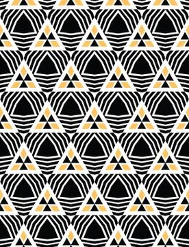 Bold hand drawn triangle geo. Vector pattern seamless background. Symmetry Stock Illustration