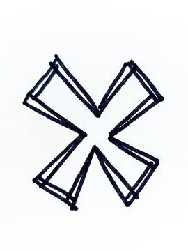 Bold Hand Drawn X Mark Cross Doodle on White Paper Background. Stock Illustration