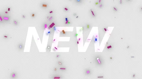 Bold Happy New Year Typography with 3D Confetti on Transparent Background Stock Footage 328580713