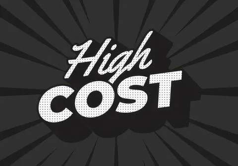 Bold high cost text with comic style background Stock Illustration
