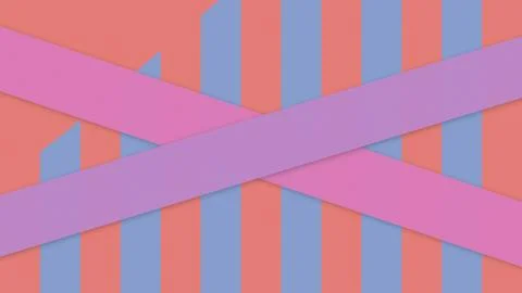 Bold intersecting bands float across a striped coral and periwinkle field, .. Stock Illustration
