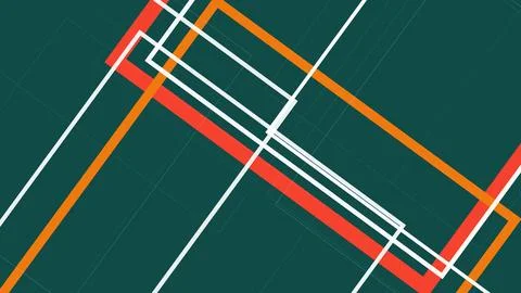 Bold intersecting paths create a contemporary abstract composition in vivid.. Illustrazione stock