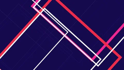 Bold intersecting white, magenta, and red rectangular strokes create a mode.. Stock Illustration