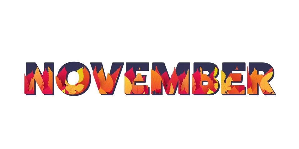 Bold Isolated Retro 3D Style November Typography or Banner Design with Mont.. Stock Illustration