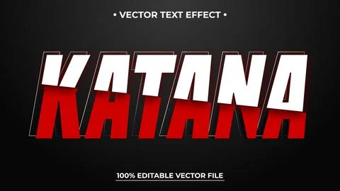 Bold Katana Text Effect with Red and White Layers on Dark Background 스톡 일러스트