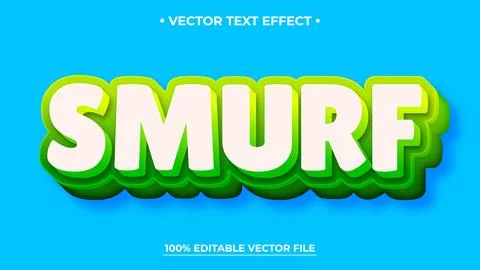 Bold, Layered Smurf Text Effect with Green and White on Blue Background 스톡 일러스트