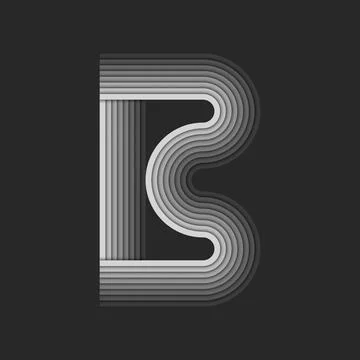 Bold letter B monogram logo initial, grey parallel stripes creative stepped.. 스톡 일러스트