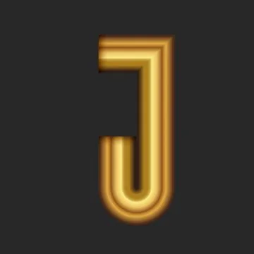 Bold letter J 3d logo simple design, identity initial from golden gradient,.. Stock Illustration