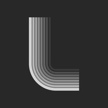 Bold letter L monogram 3d logo, gray gradient parallel ribbons, creative la.. 스톡 일러스트