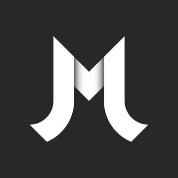 Bold letter M logo with 3D effect white ribbons mark typography element, pa.. Stock Illustration