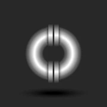 Bold letter O monogram 3d logo metallic pipe with flanges smooth round shap.. Stock Illustration