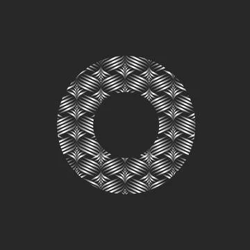 Bold letter O monogram artwork circular pattern logo, silver parallel inter.. Stock Illustration
