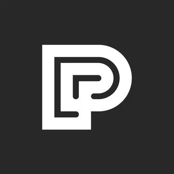 Bold letter P logo monogram, maze shape identity black and white emblem, iden Stock Illustration