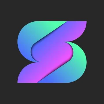 Bold letter S logo 3d typography design vibrant colorful gradient layers su.. Stock Illustration
