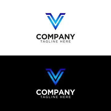 Bold Letter V Chevron Logo with Layered Blue Gradient for Corporate and Tech 스톡 일러스트