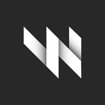 Bold letter W initial monogram patterned logo with 3D overlapping white wid.. Stock Illustration