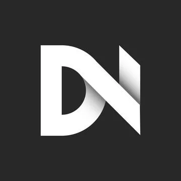 Bold letters DN or ND logo with 3D white ribbons typography element, linked.. Stock Illustration