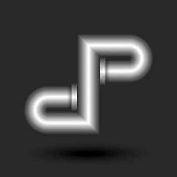 Bold letters dp or pd initials monogram 3d logo, combination two silver let.. Stock Illustration